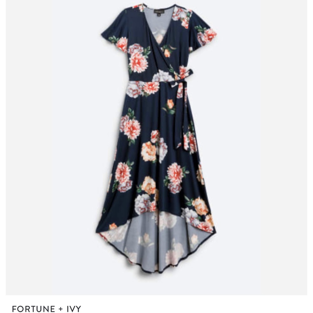 High low faux wrap dress